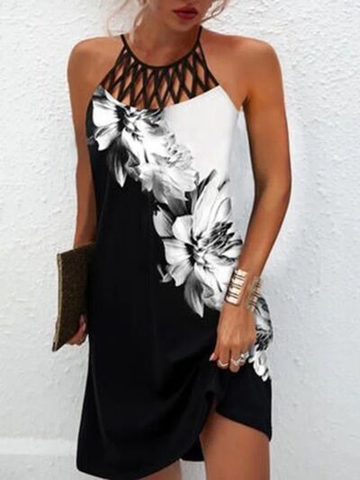 Printed Grecian Neck Mini Dress Print on any thing USA/STOD clothes