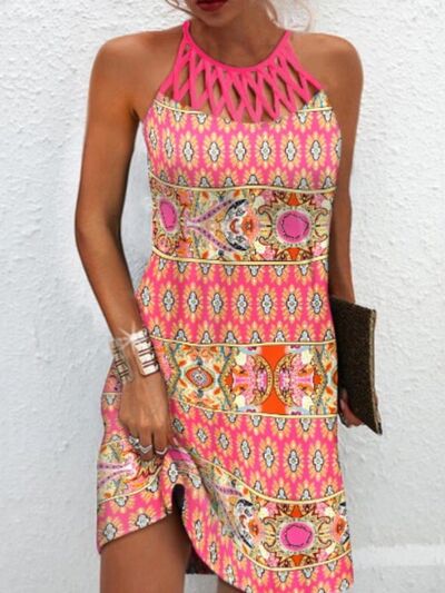 Printed Grecian Neck Mini Dress Print on any thing USA/STOD clothes