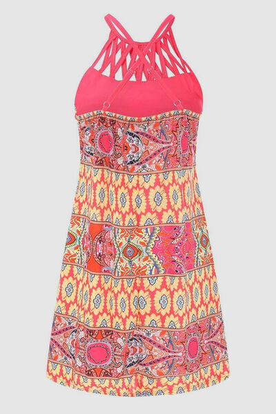 Printed Grecian Neck Mini Dress Print on any thing USA/STOD clothes