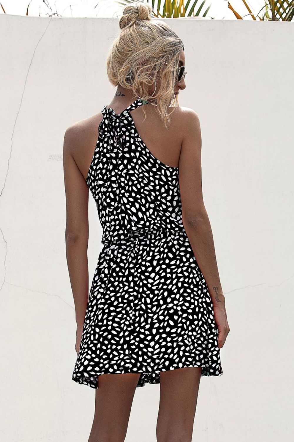 Printed Grecian Neck Mini Dress Print on any thing USA/STOD clothes