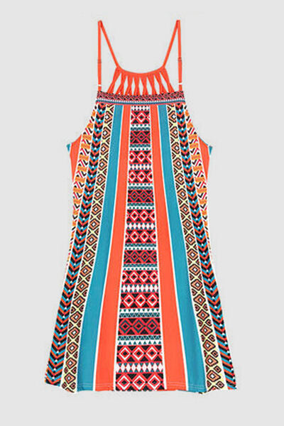 Printed Grecian Neck Mini Dress Print on any thing USA/STOD clothes