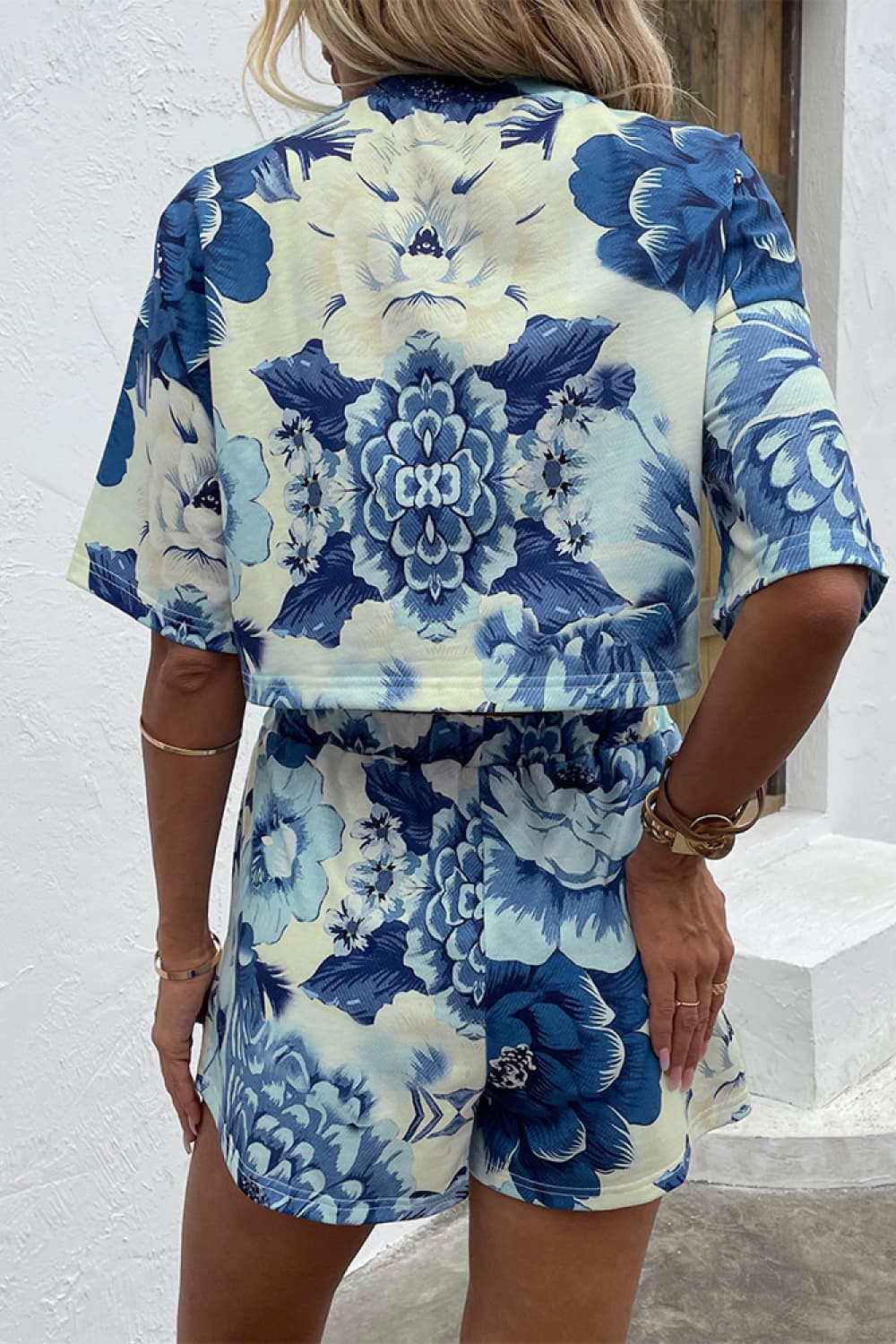 Printed Half Sleeve Top and Shorts Lounge Set Print on any thing USA/STOD clothes
