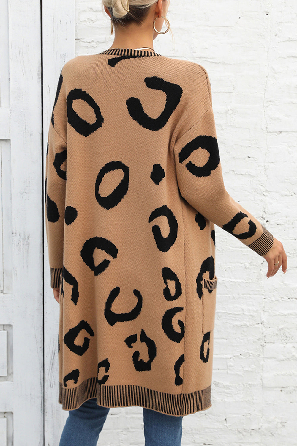Printed Long Sleeve Cardigan with Pockets Print on any thing USA/STOD clothes