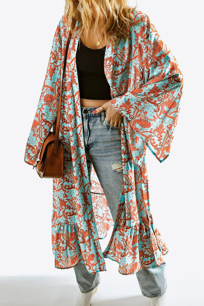 Printed Open Front Duster Cardigan Print on any thing USA/STOD clothes