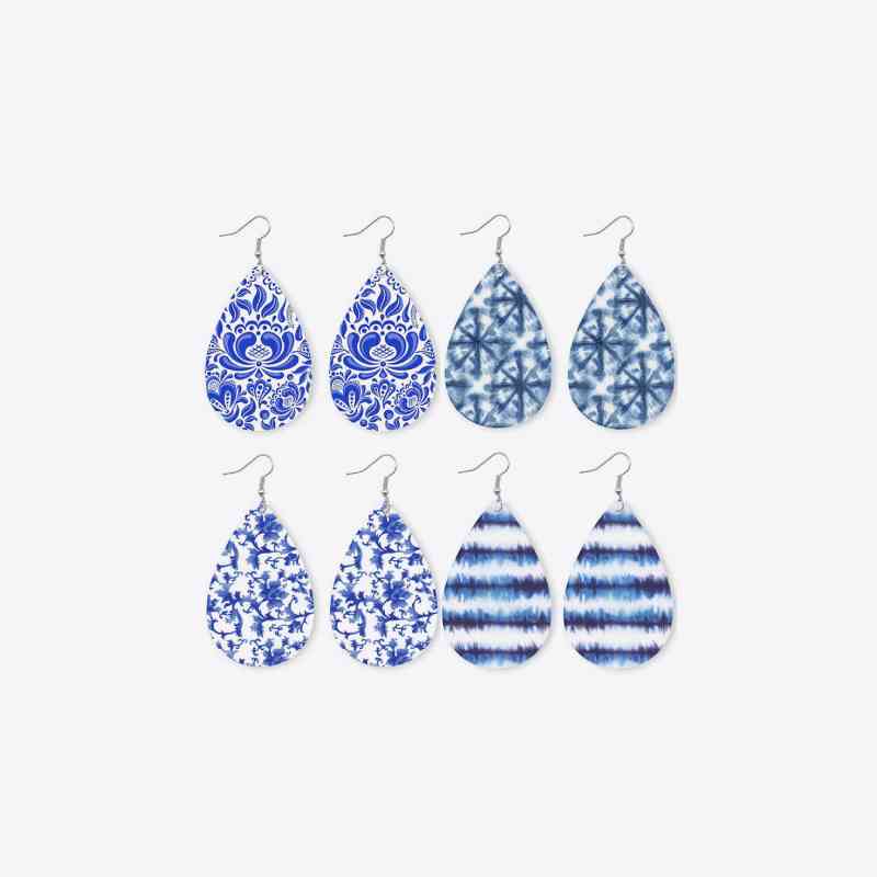 Printed PU Teardrop Earrings Print on any thing USA/STOD clothes