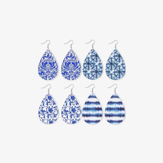 Printed PU Teardrop Earrings Print on any thing USA/STOD clothes
