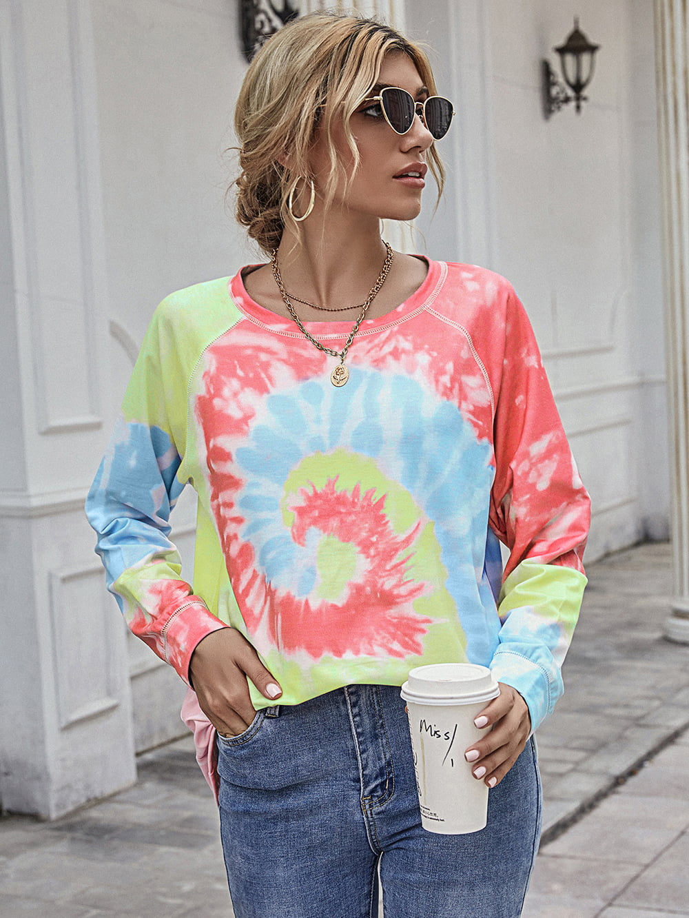 Printed Round Neck Raglan Sleeve Tee Print on any thing USA/STOD clothes