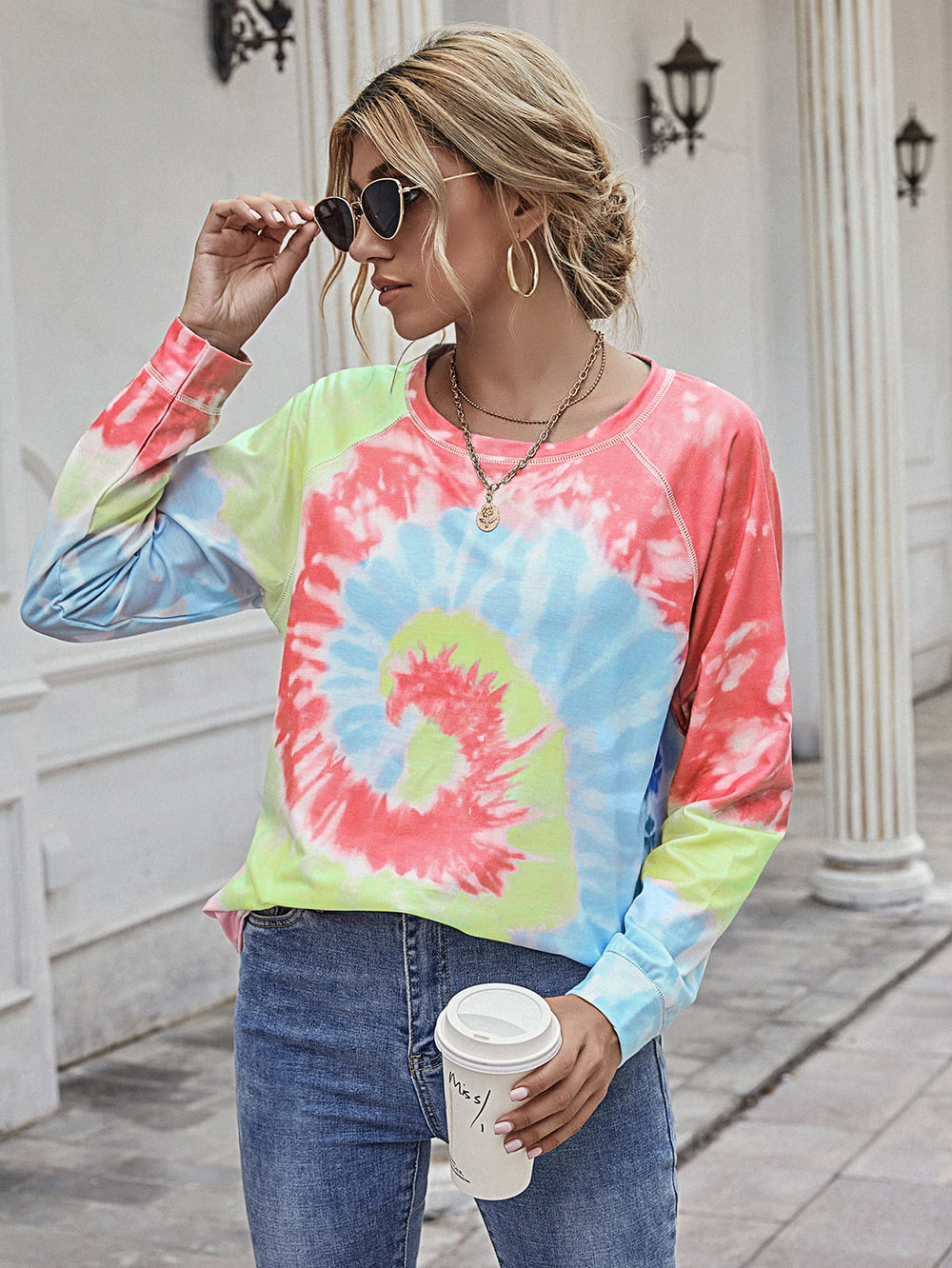 Printed Round Neck Raglan Sleeve Tee Print on any thing USA/STOD clothes