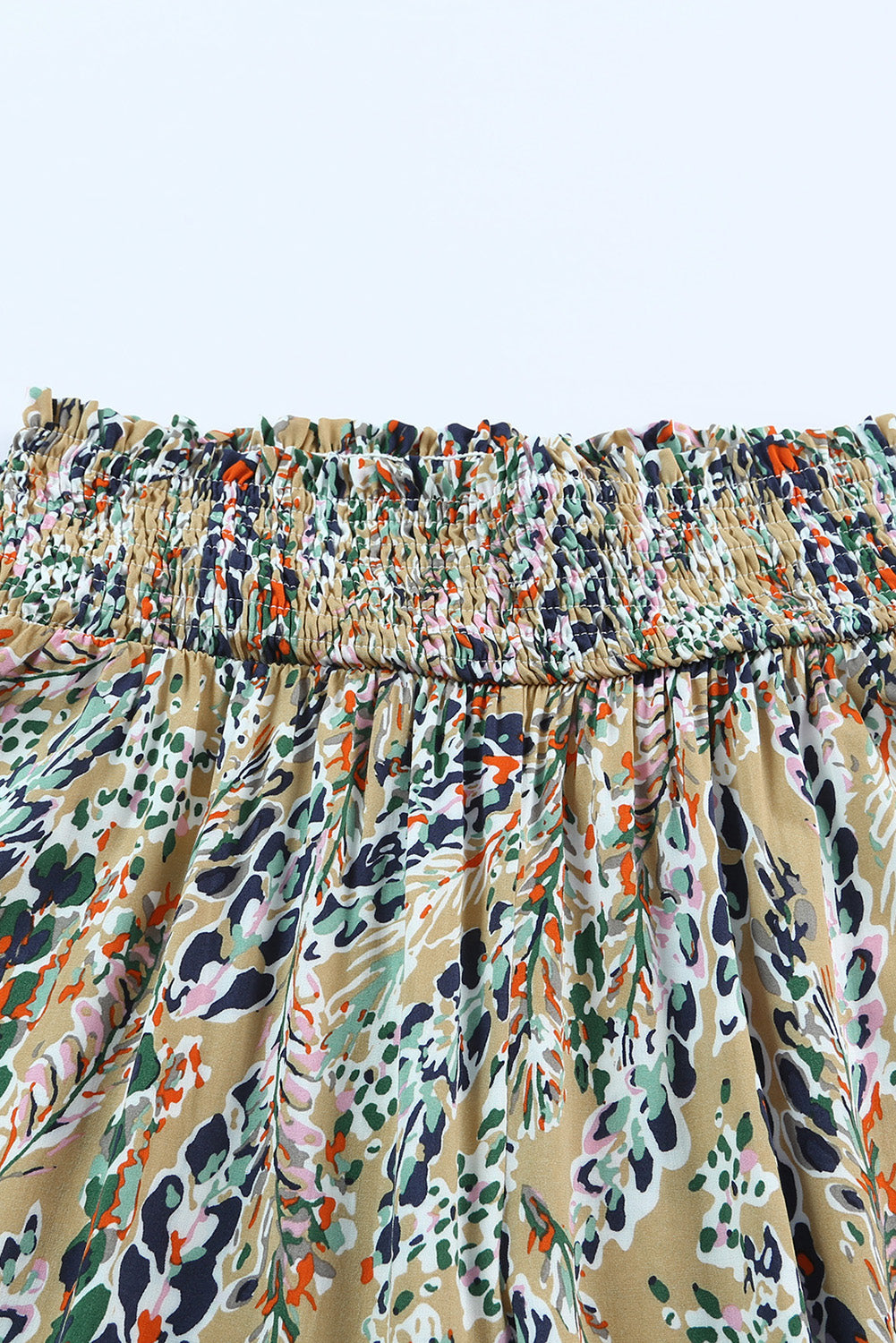 Printed Smocked Waist Wide Leg Pants Print on any thing USA/STOD clothes