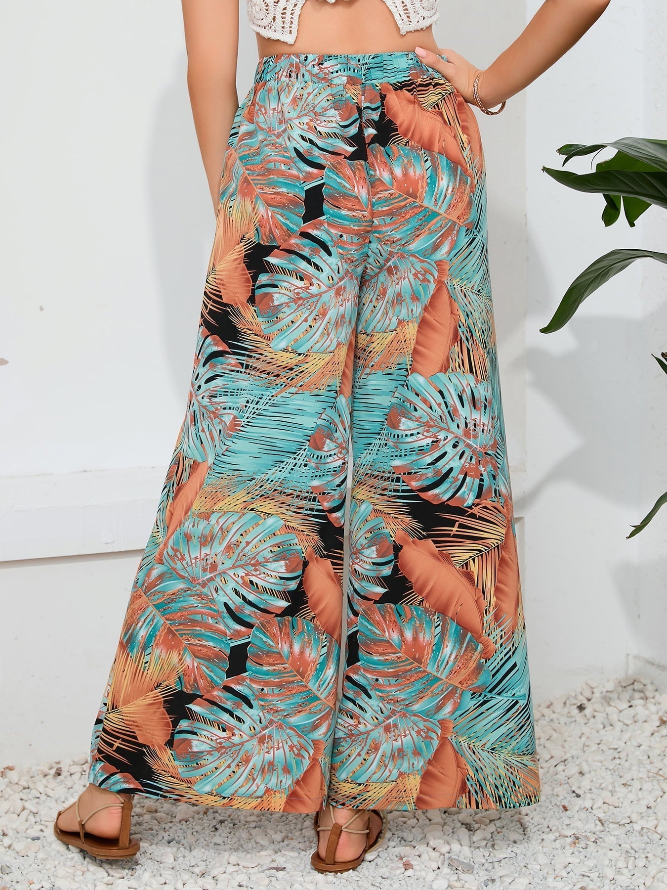 Printed Split Wide Leg Long Pants Print on any thing USA/STOD clothes