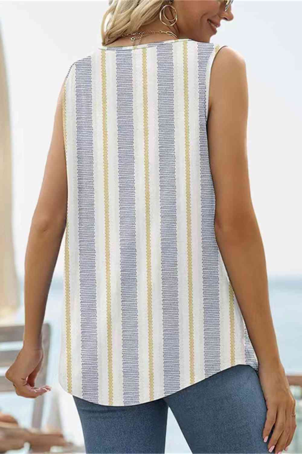 Printed Square Neck Curved Hem Tank Print on any thing USA/STOD clothes