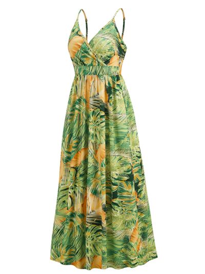 Printed Surplice Spaghetti Strap Dress Print on any thing USA/STOD clothes