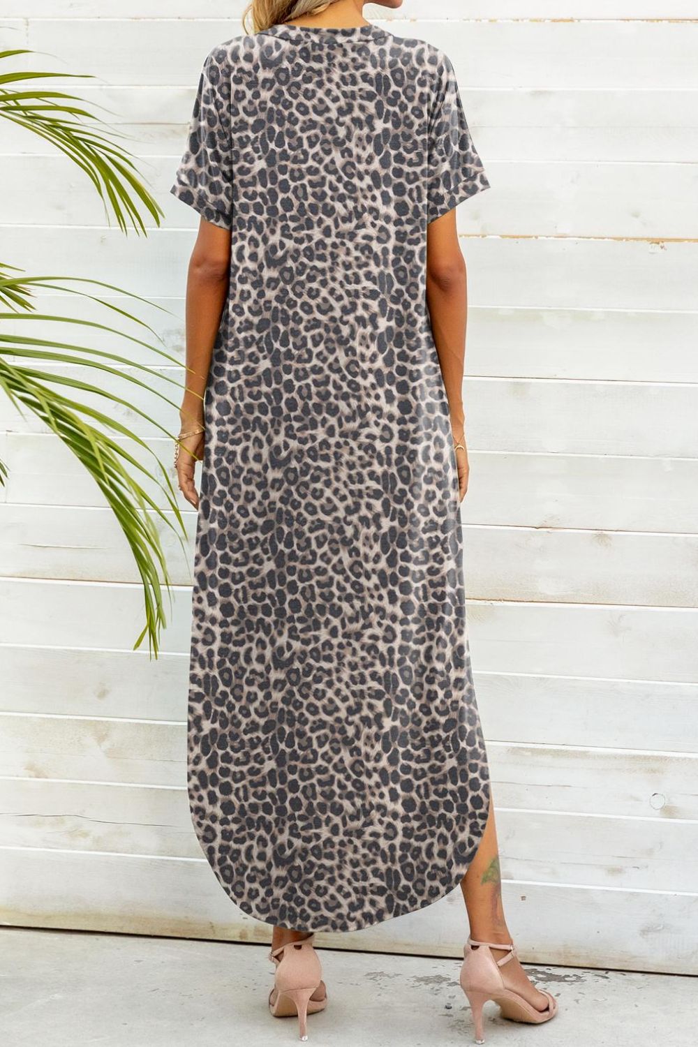 Printed V-Neck Curved Hem Dress Print on any thing USA/STOD clothes