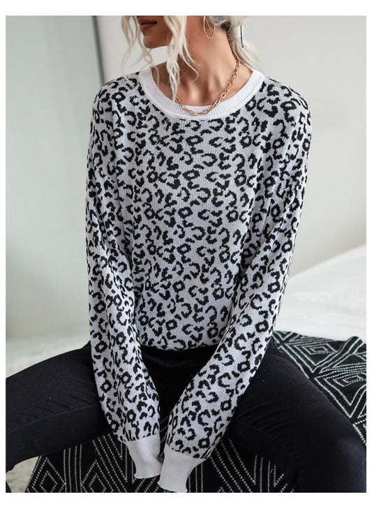 Women's Leopard Print Long Sleeve Sweater