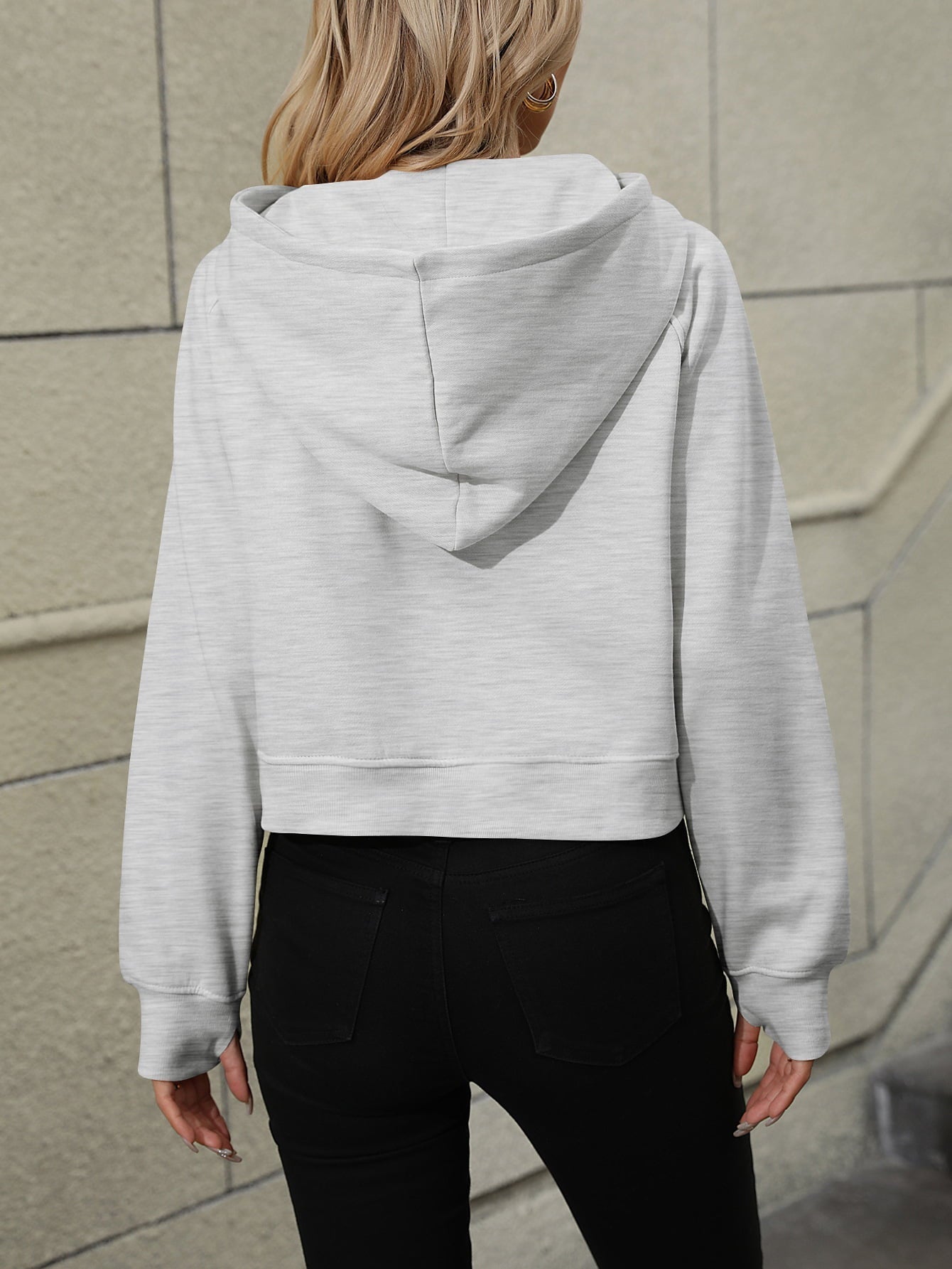 Raglan Sleeve Zip-Up Hoodie with Pocket Print on any thing USA/STOD clothes