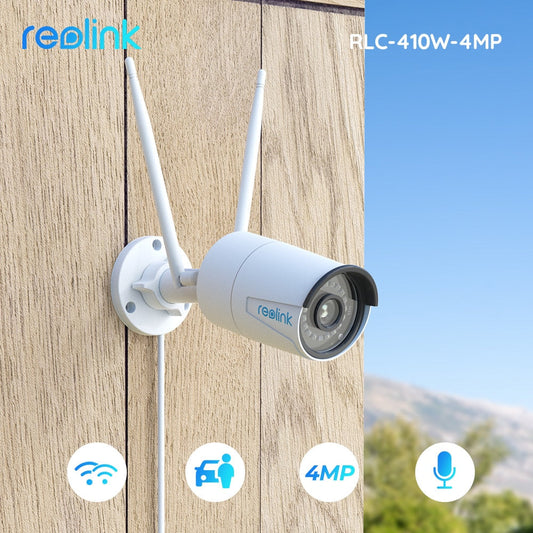 Reolink 4MP wifi ip camera 2.4G/5Ghz Onvif infrared night vision waterproof AI Human Detection outdoor wifi camera RLC-410W cam Print on any thing USA/STOD clothes