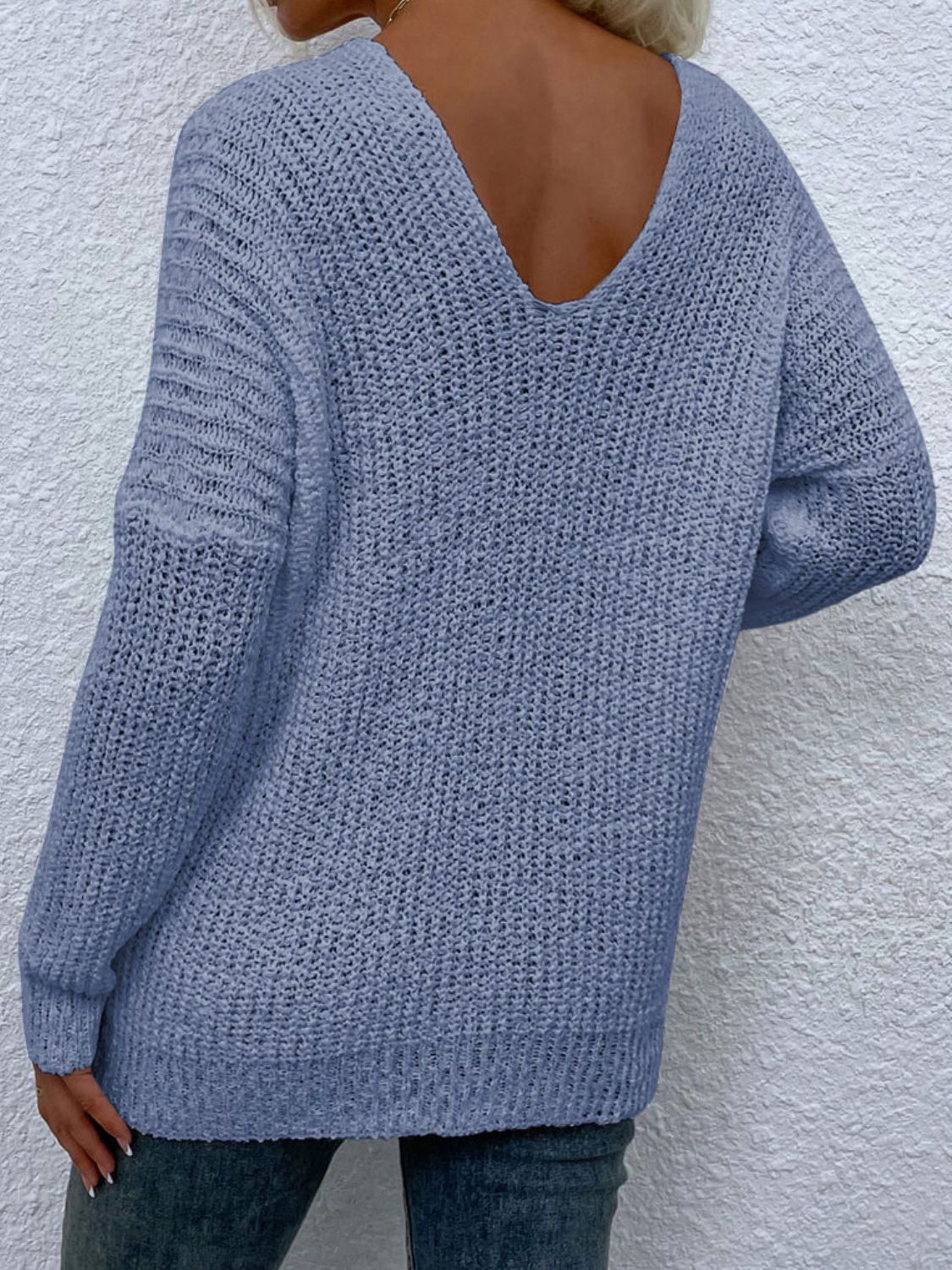 Rib-Knit V-Neck Tunic Sweater Print on any thing USA/STOD clothes