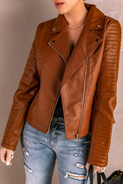 Ribbed Faux Leather Jacket Print on any thing USA/STOD clothes