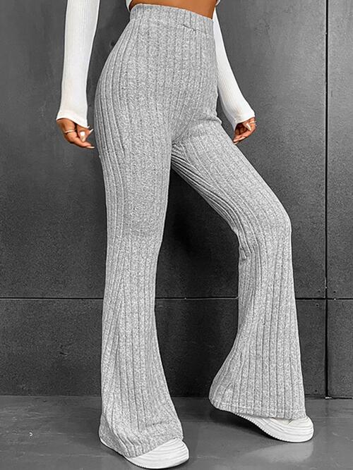 Ribbed High Waist Flare Bootcut Pants Print on any thing USA/STOD clothes