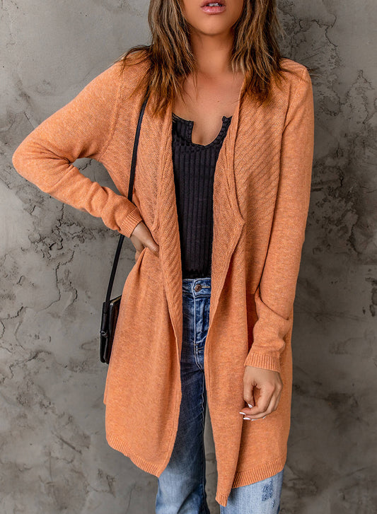 Ribbed Open Front Cardigan Print on any thing USA/STOD clothes