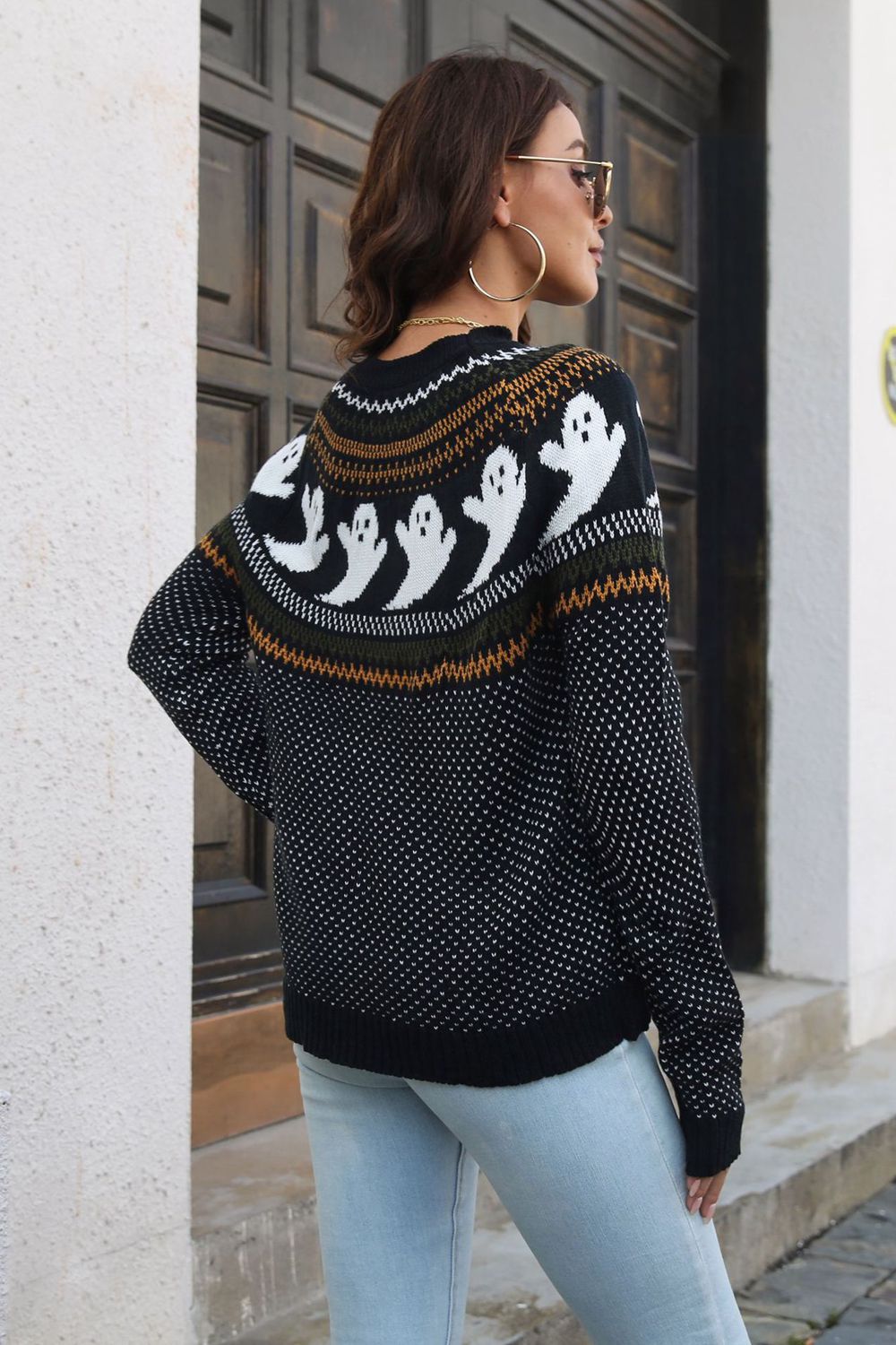 Ribbed Round Neck Long Sleeve Pullover Sweater Print on any thing USA/STOD clothes