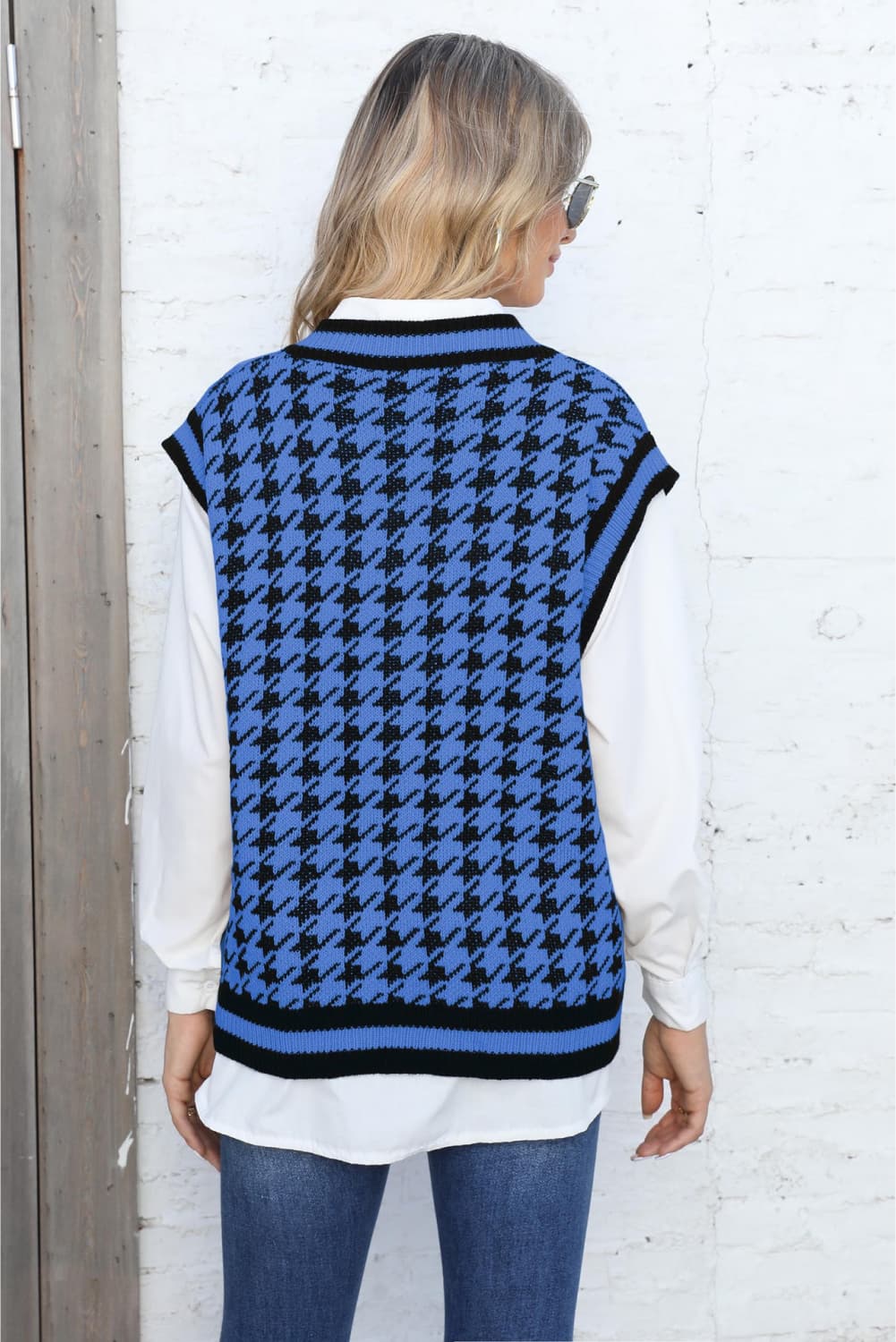 Ribbed V-Neck Sleeveless Sweater Print on any thing USA/STOD clothes