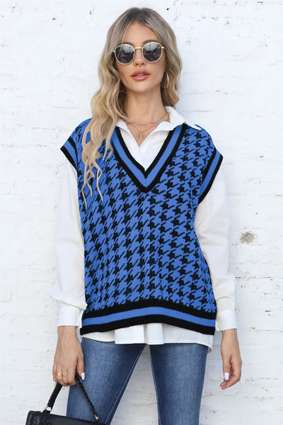 Ribbed V-Neck Sleeveless Sweater Print on any thing USA/STOD clothes