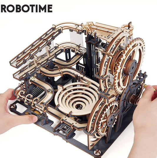 Robotime Rokr Marble Run Set 5 Kinds 3D Wooden Puzzle DIY Model Building Block Kits Assembly Toy Gift for Teens Adult Night City Print on any thing USA/STOD clothes