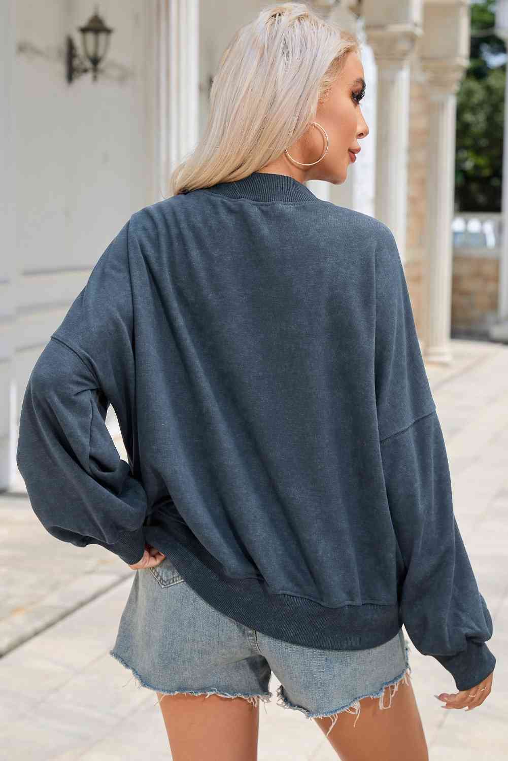 Round Neck Dropped Shoulder Sweatshirt Print on any thing USA/STOD clothes