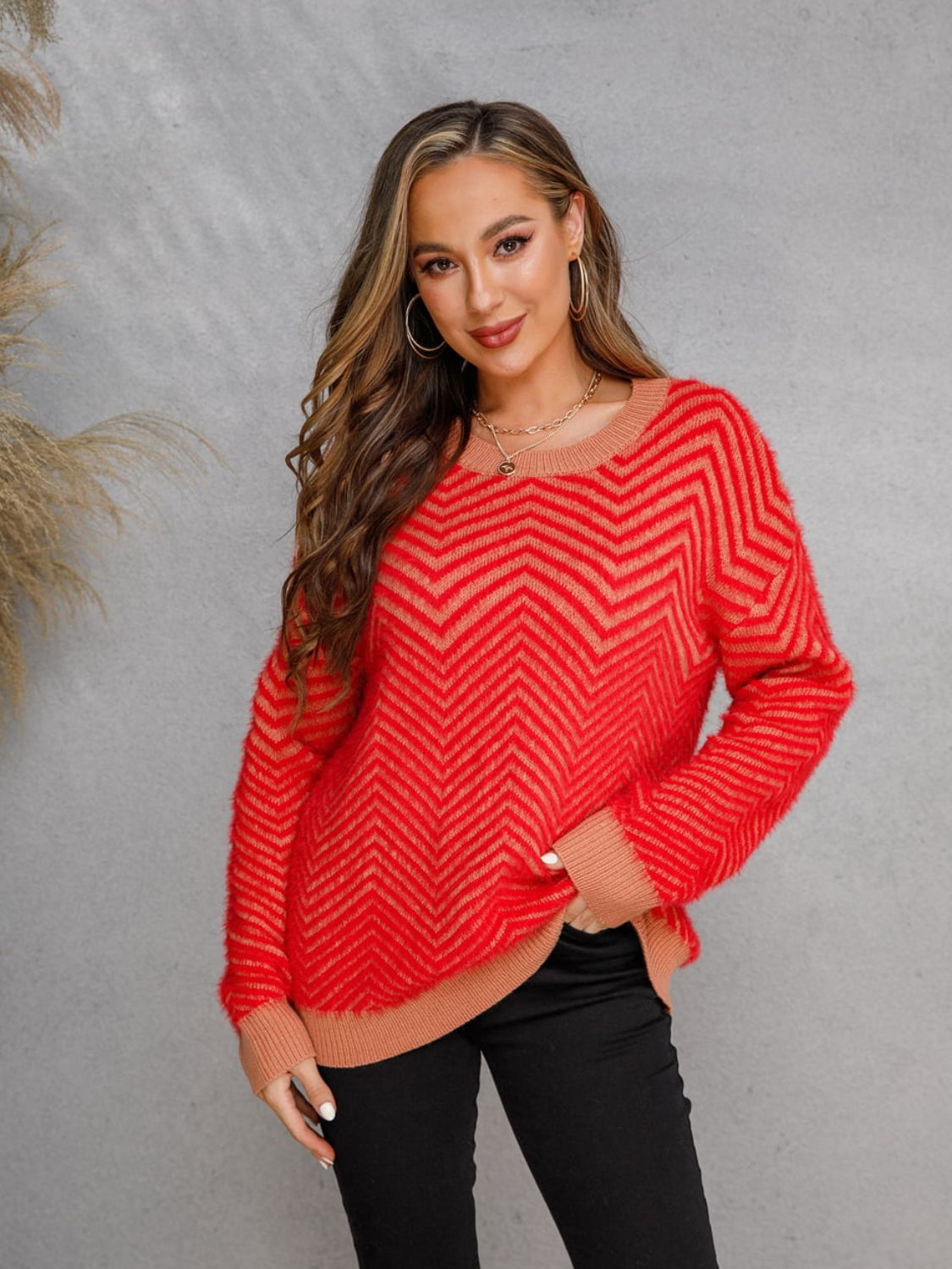 Round Neck Long Sleeve Sweater Print on any thing USA/STOD clothes