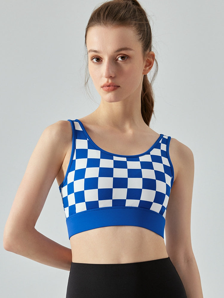 Round Neck Plaid Cropped Sports Tank Top Print on any thing USA/STOD clothes