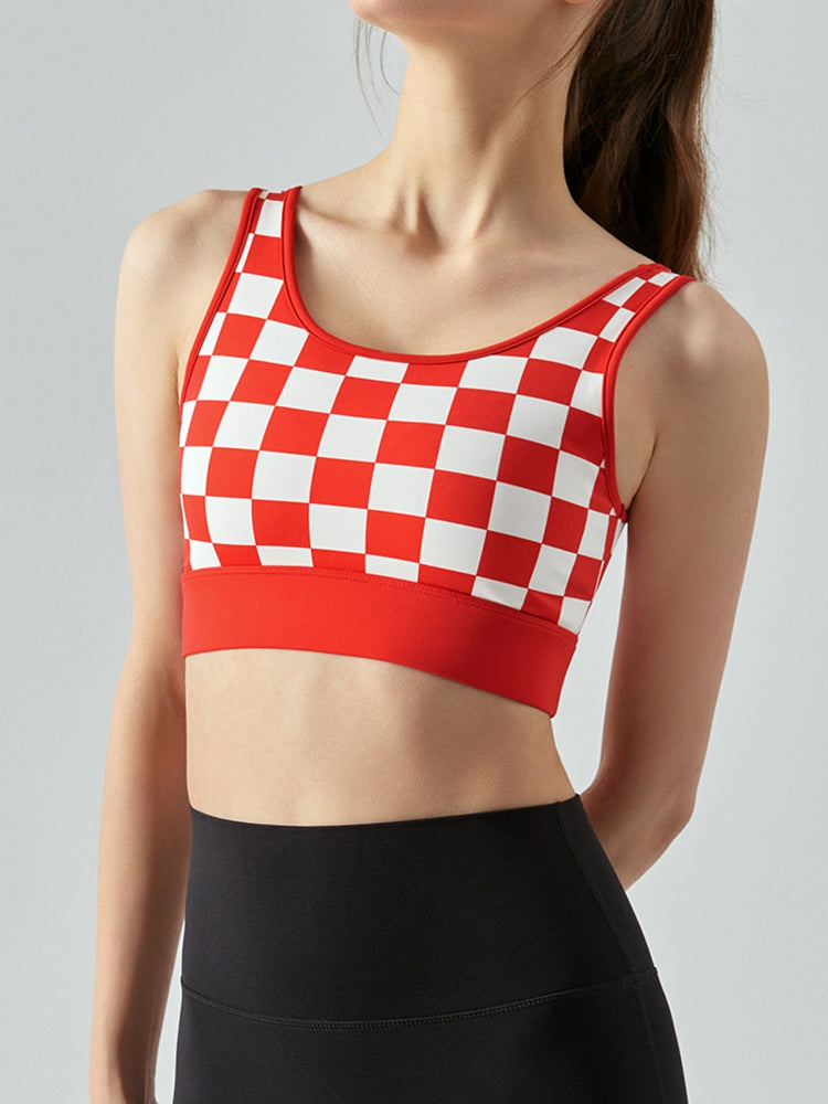 Round Neck Plaid Cropped Sports Tank Top Print on any thing USA/STOD clothes
