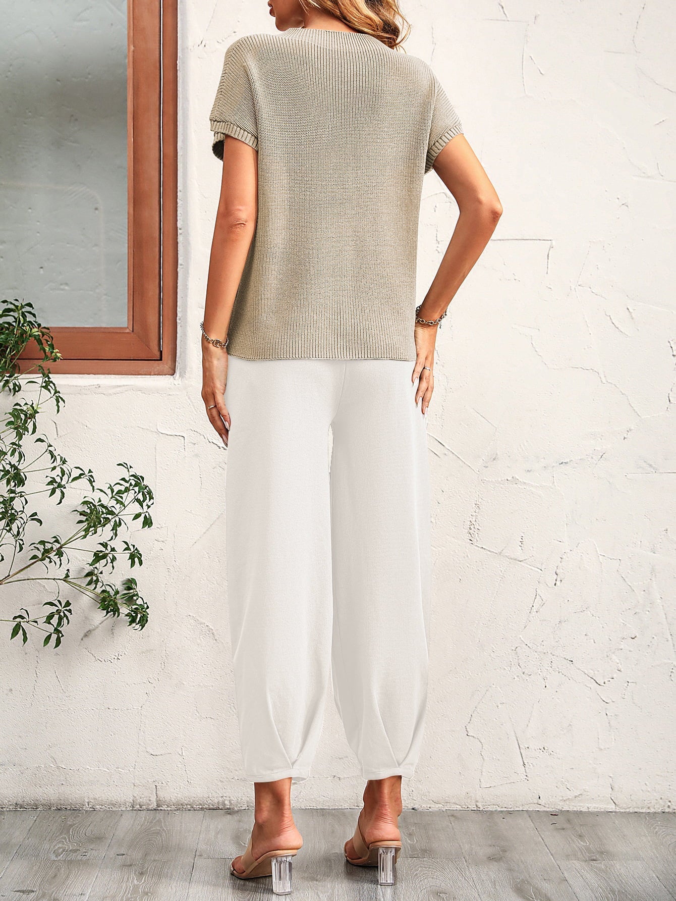 Round Neck Raglan Sleeve Tee and Long Pants Set Print on any thing USA/STOD clothes