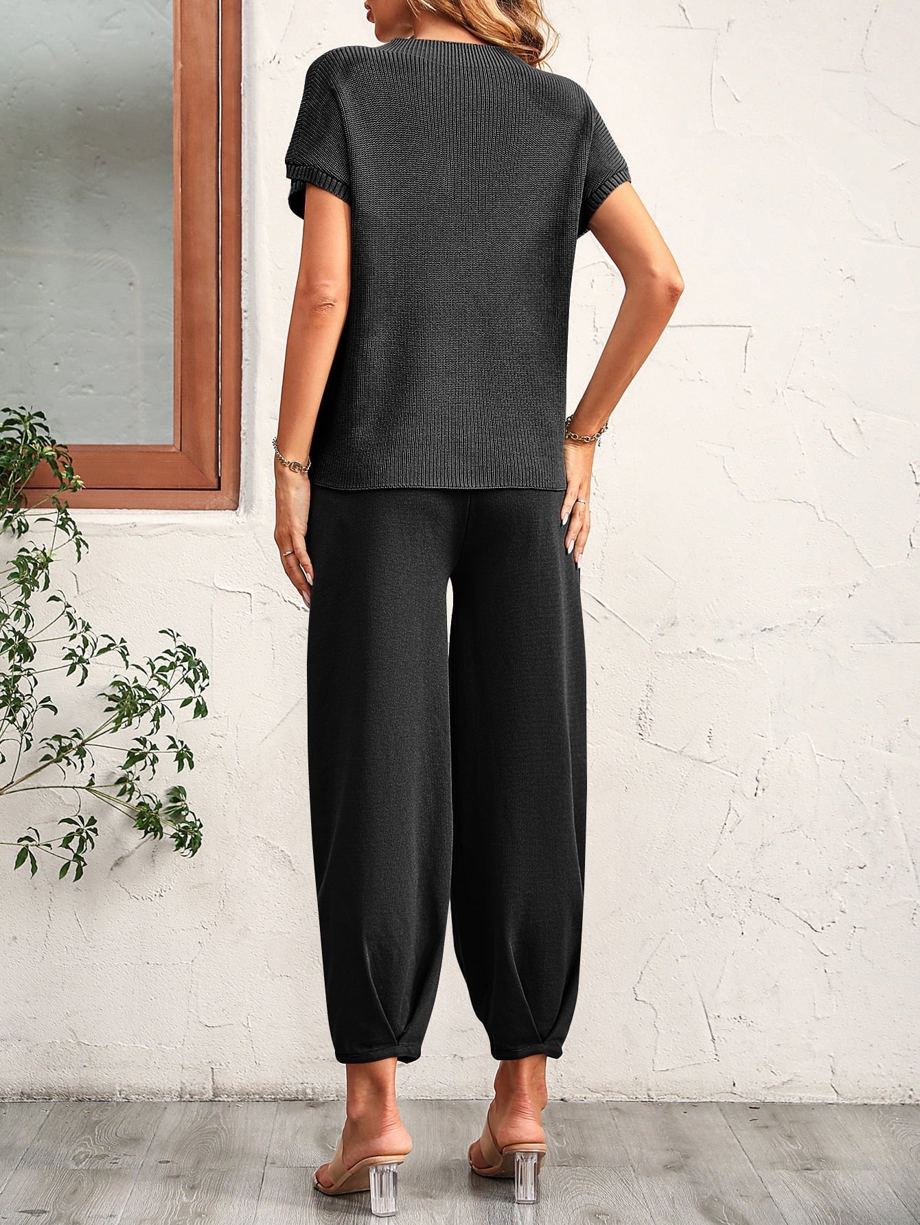 Round Neck Raglan Sleeve Tee and Long Pants Set Print on any thing USA/STOD clothes