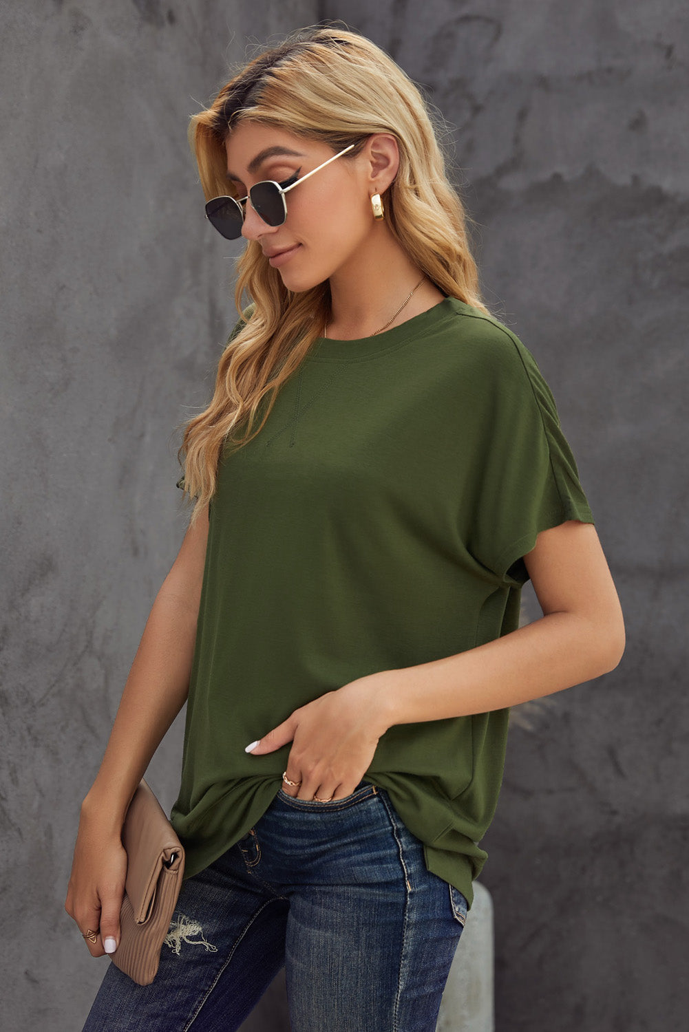 Round Neck Short Sleeve Solid Color Tee Print on any thing USA/STOD clothes