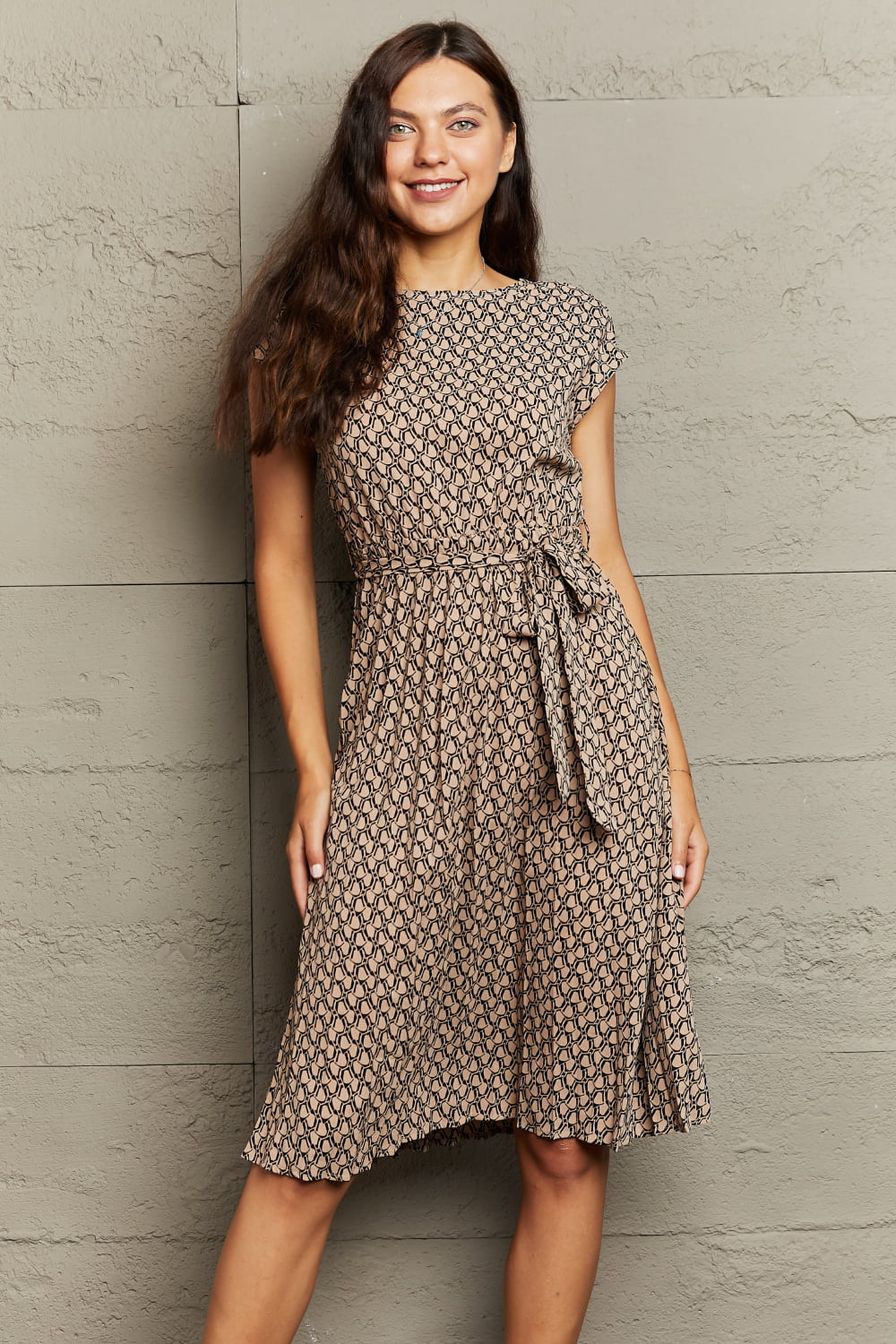 Round Neck Tie Waist Dress Print on any thing USA/STOD clothes