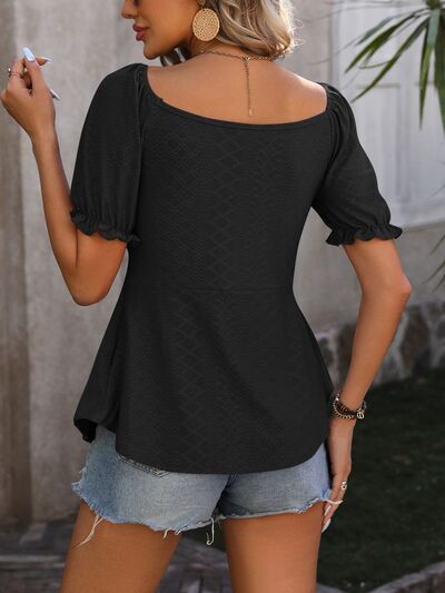 Ruched V-Neck Flounce Sleeve Blouse Print on any thing USA/STOD clothes