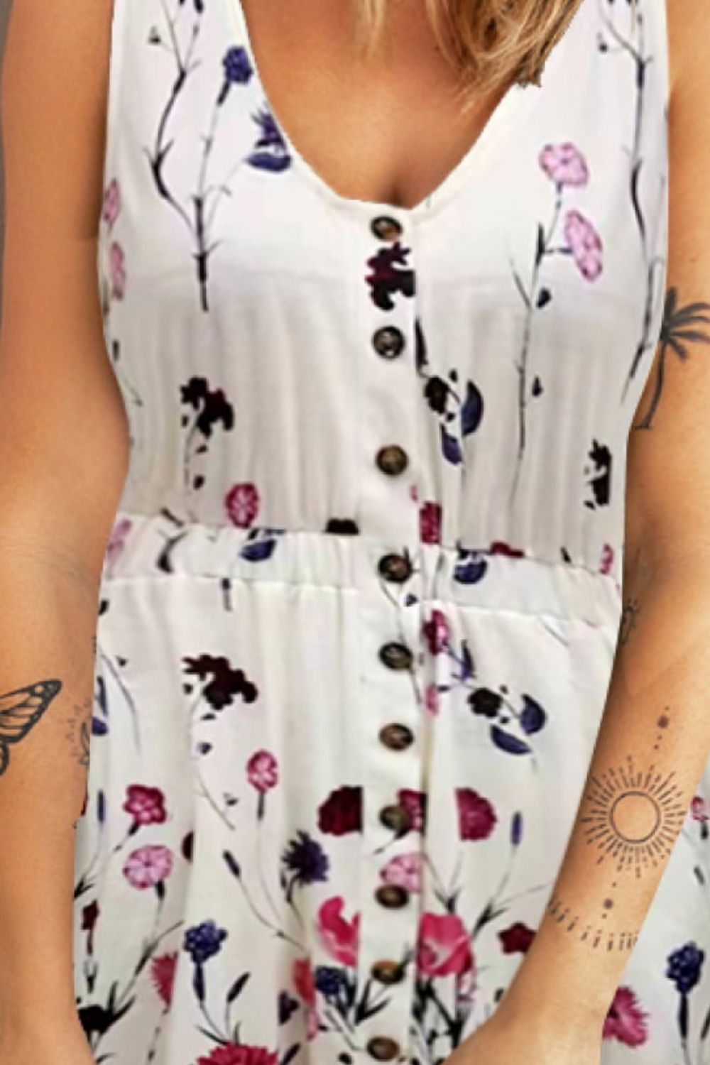 Scoop Neck Buttoned Sleeveless Magic Dress Print on any thing USA/STOD clothes