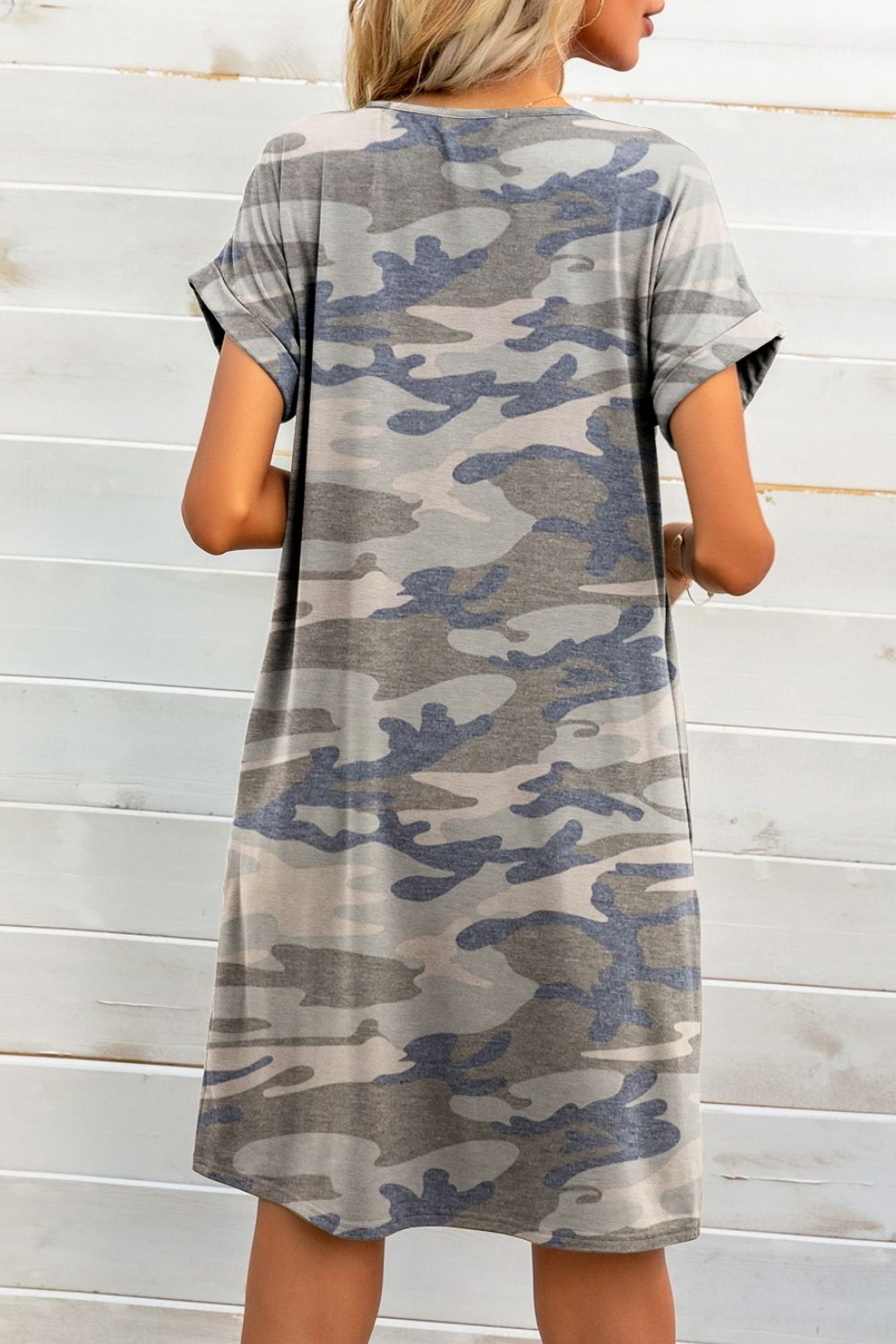 Scoop Neck Short Sleeve Pocket Dress Print on any thing USA/STOD clothes