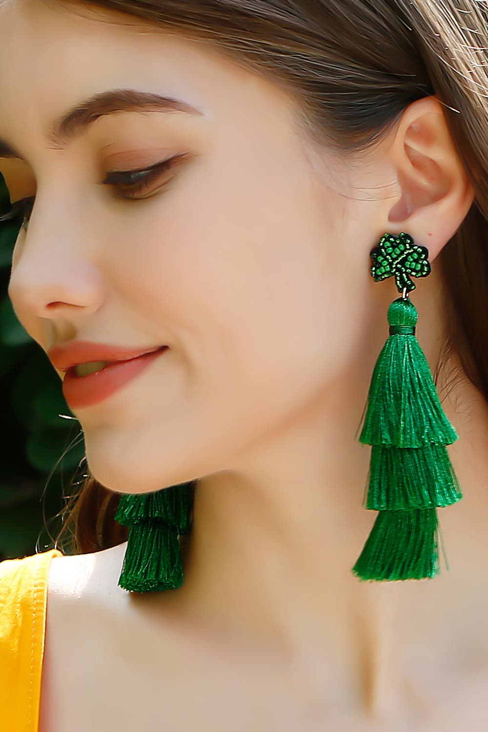 Shamrock Earrings with Tassel Print on any thing USA/STOD clothes
