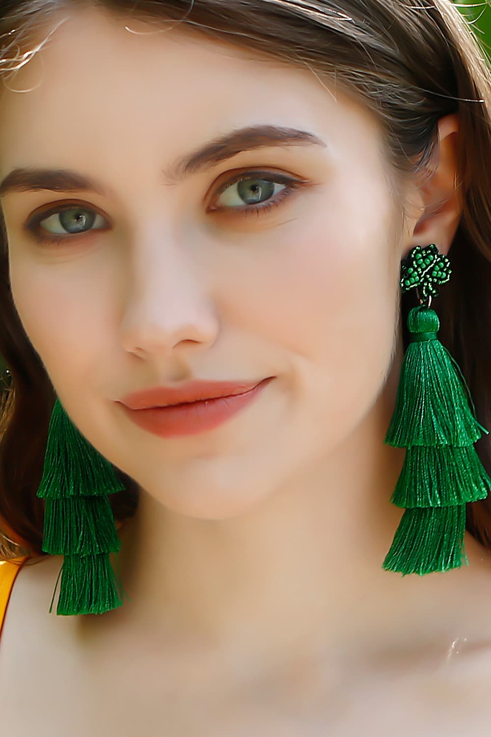 Shamrock Earrings with Tassel Print on any thing USA/STOD clothes