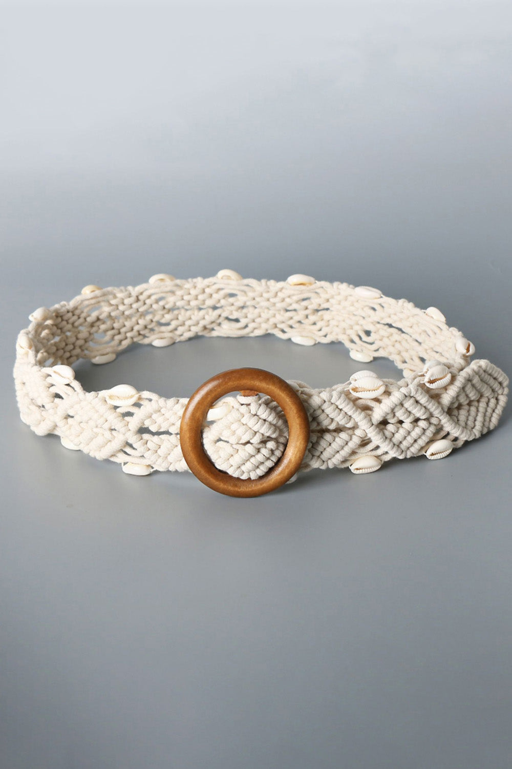 Shell Braid Belt with Wood Buckle Print on any thing USA/STOD clothes