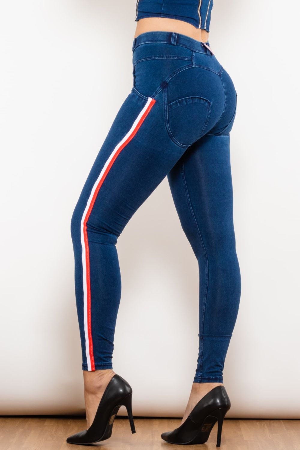 Side Stripe Skinny Jeans Print on any thing USA/STOD clothes