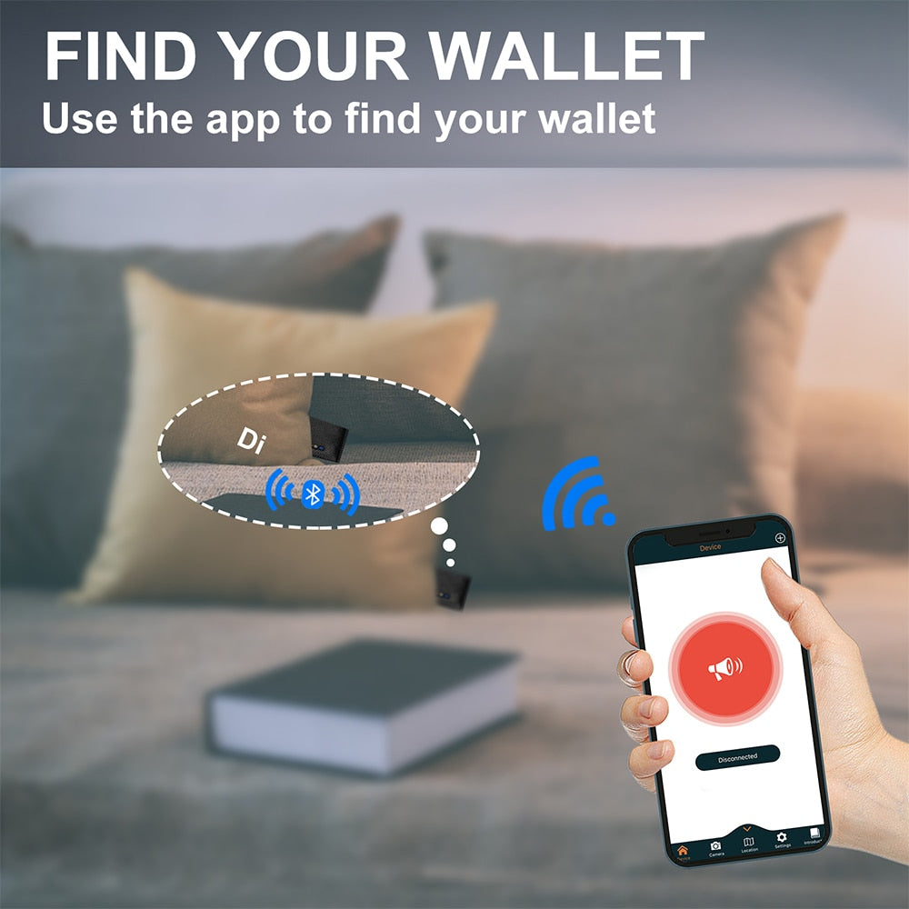 Smart Anti-lost Wallet Tracker  Genuine Leather Men wallets Soft Bluetooth-compatible Leather Purse Male Luxury Men&#39;s Wallet Print on any thing USA/STOD clothes