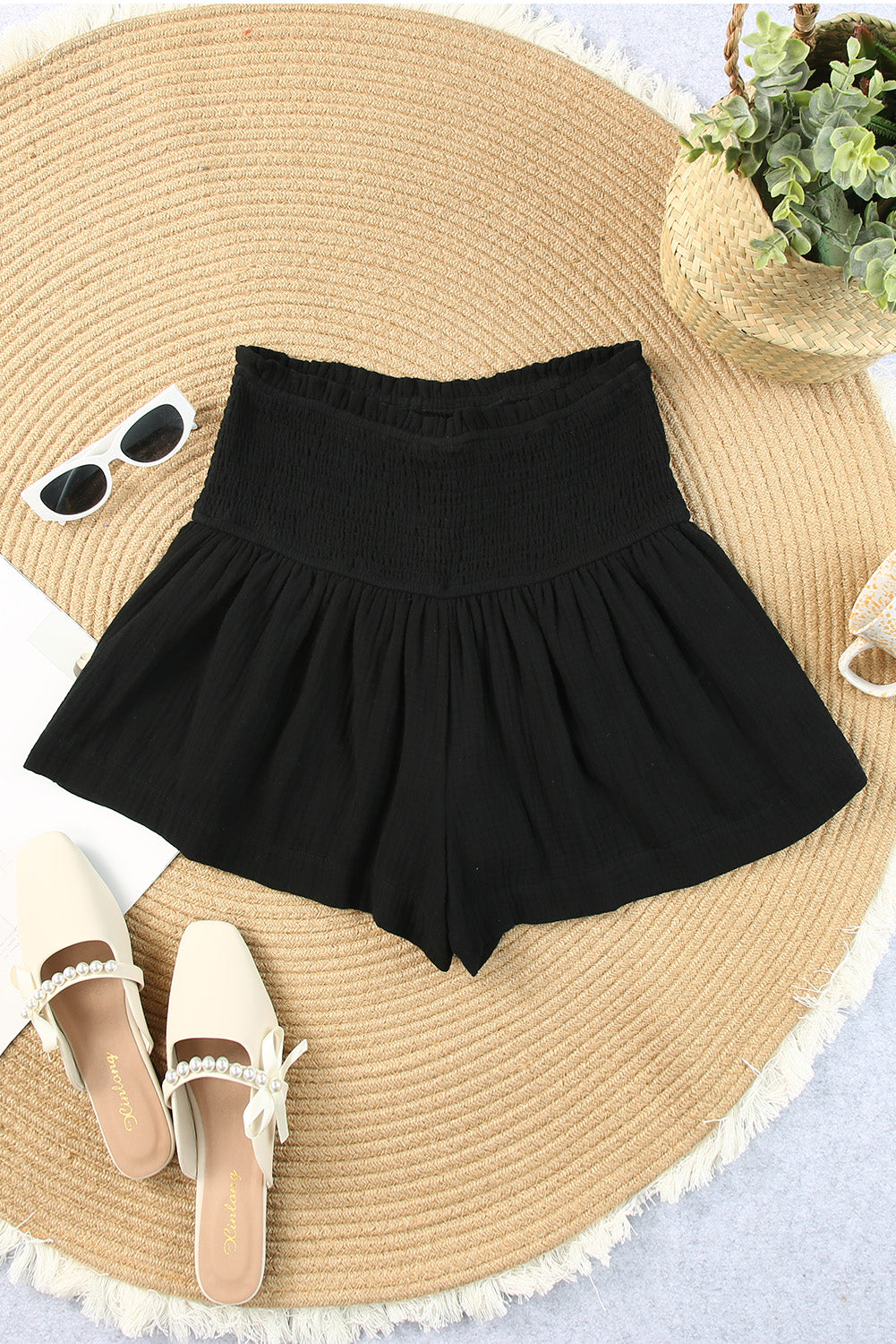 Smocked Waist Culotte Shorts Print on any thing USA/STOD clothes