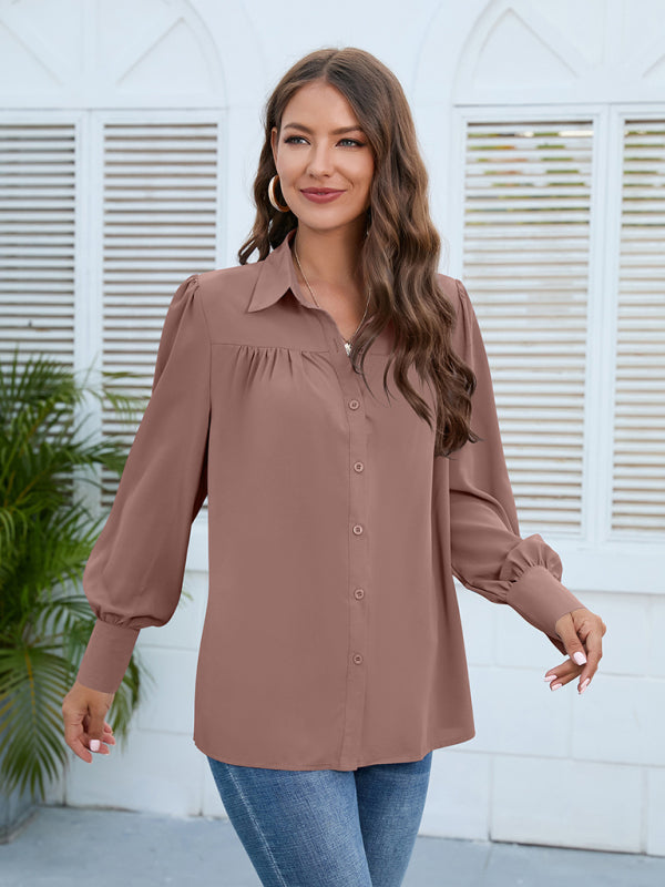 Spring and autumn new chiffon shirt women's shirt pleated long-sleeved top Print on any thing USA/STOD clothes