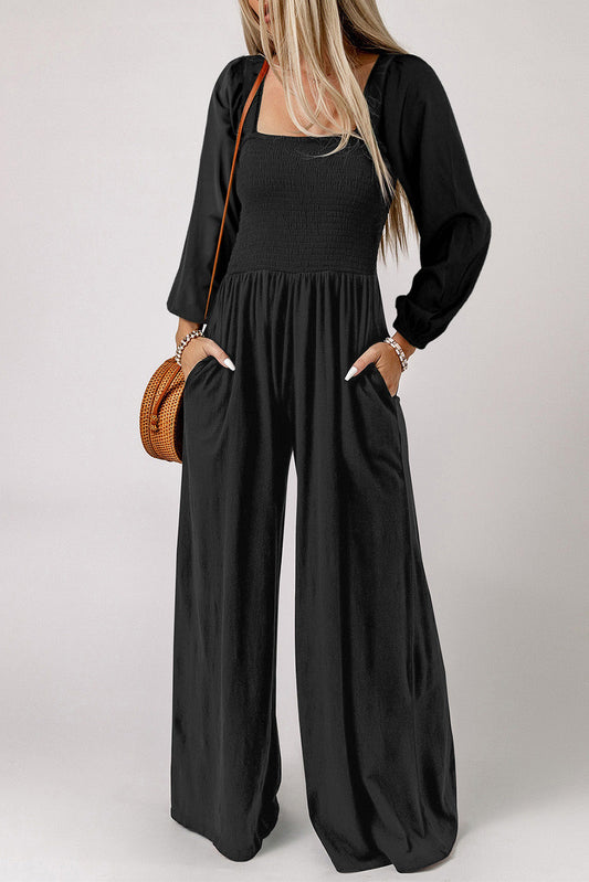 Square Neck Raglan Sleeve Jumpsuit with Pocket Print on any thing USA/STOD clothes