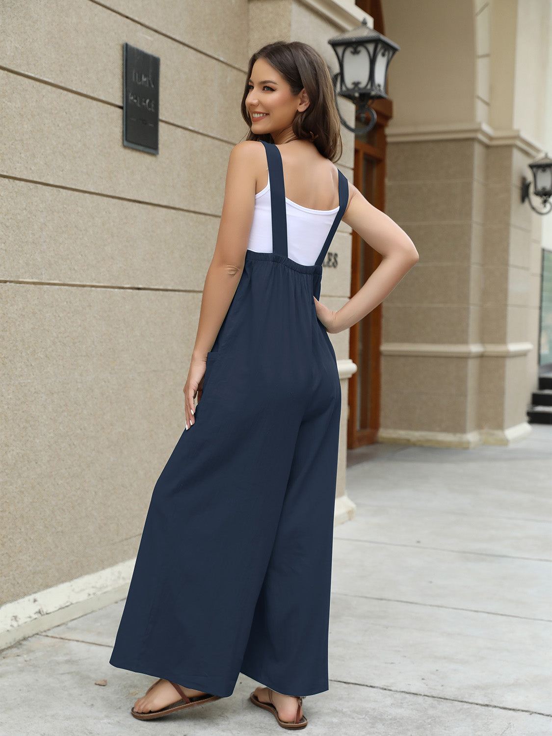 Square Neck Sleeveless Jumpsuit Print on any thing USA/STOD clothes