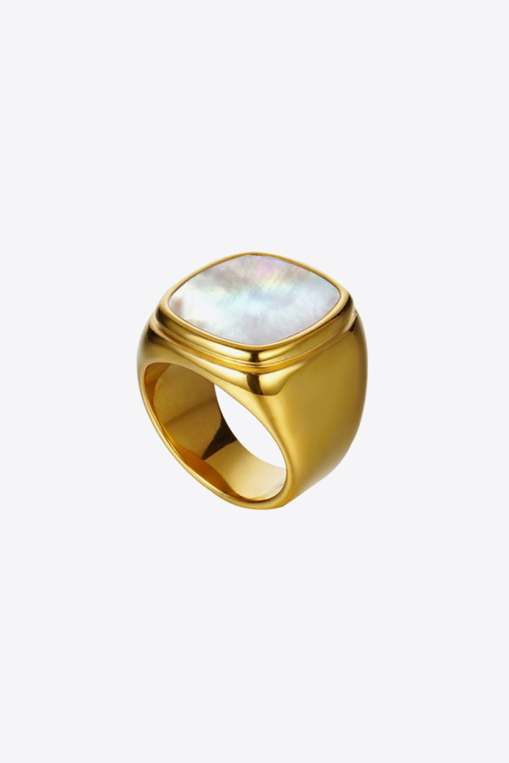 Stainless Steel 18K Gold-Plated Inlaid Shell Ring Print on any thing USA/STOD clothes