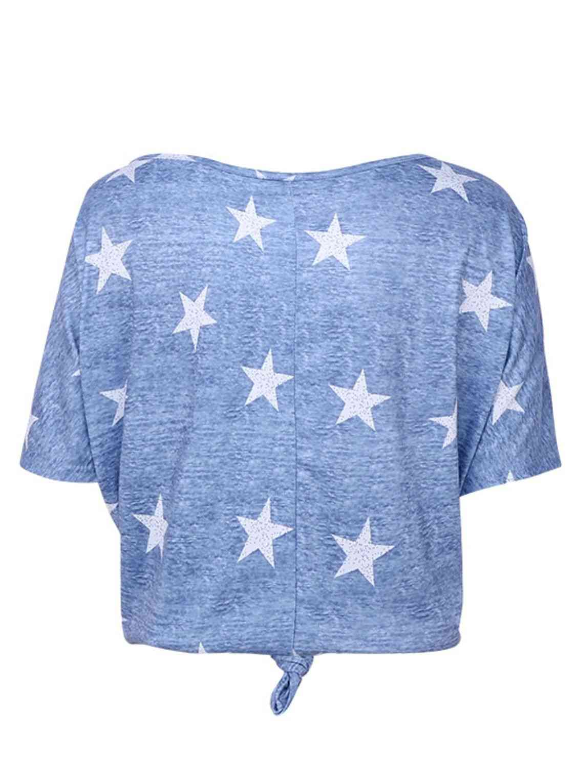 Star Print Short Sleeve T-Shirt Print on any thing USA/STOD clothes